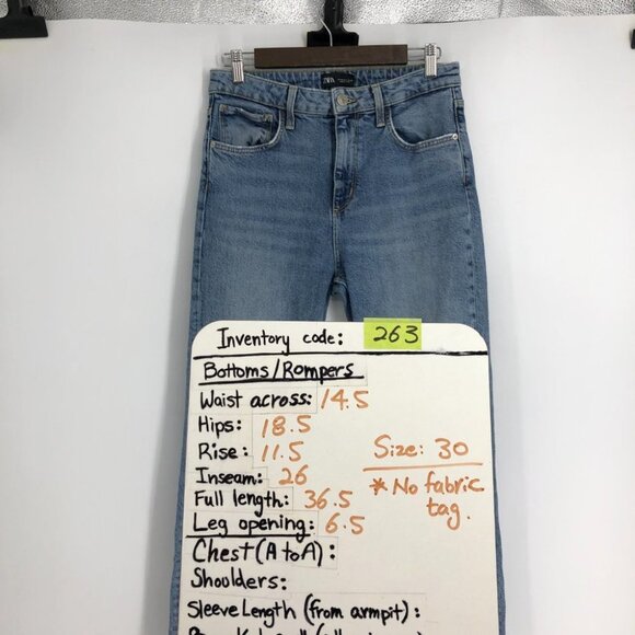 Zara Medium Wash straight leg High Rise cropped  Raw Hem Jeans size 30. - Picture 13 of 15